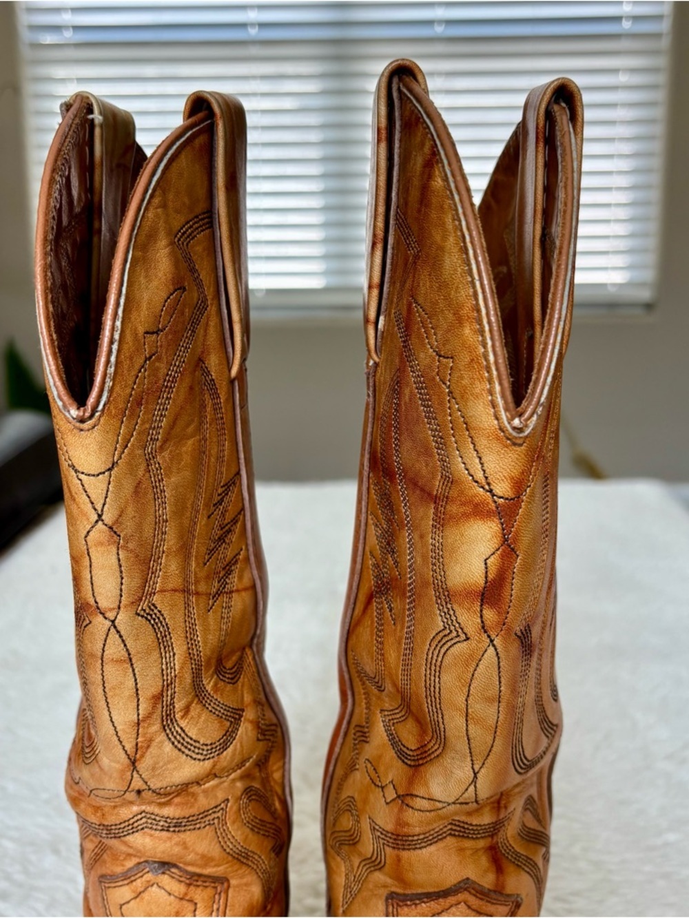 Miss Capezio Vintage Cognac Marble Leather Women’s Western Cowboys boots 5.5 M - Picture 13 of 16
